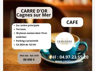 AV FDC café 30 places Carré d'Or Cagnes sur Mer