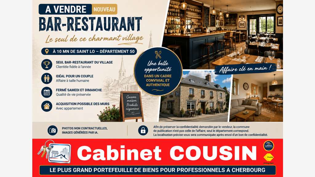 Vente restaurant dans village à 10 mn de Saint Lô