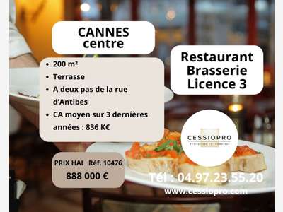 Vente restaurant brasserie 130 places lic 3 Cannes