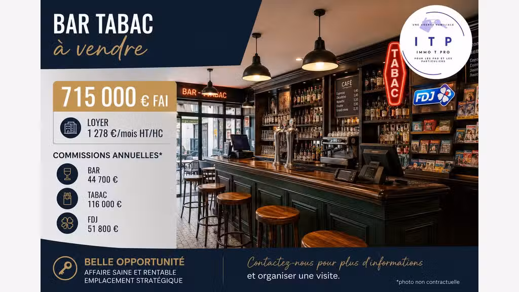 Vente magnifique bar tabac FDJ dans l'Aisne (02)