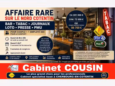 Vente bar tabac loto presse PMU dans Nord Cotentin