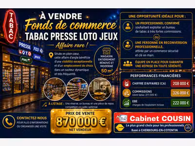Cède FDC tabac presse loto jeux à Cherbourg centre