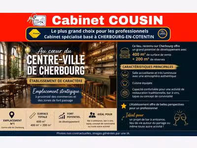 Vente bar brasserie d'ambiance à Cherbourg centre