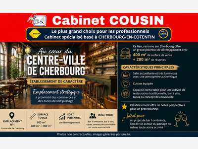 Vente bar brasserie d'ambiance à Cherbourg centre