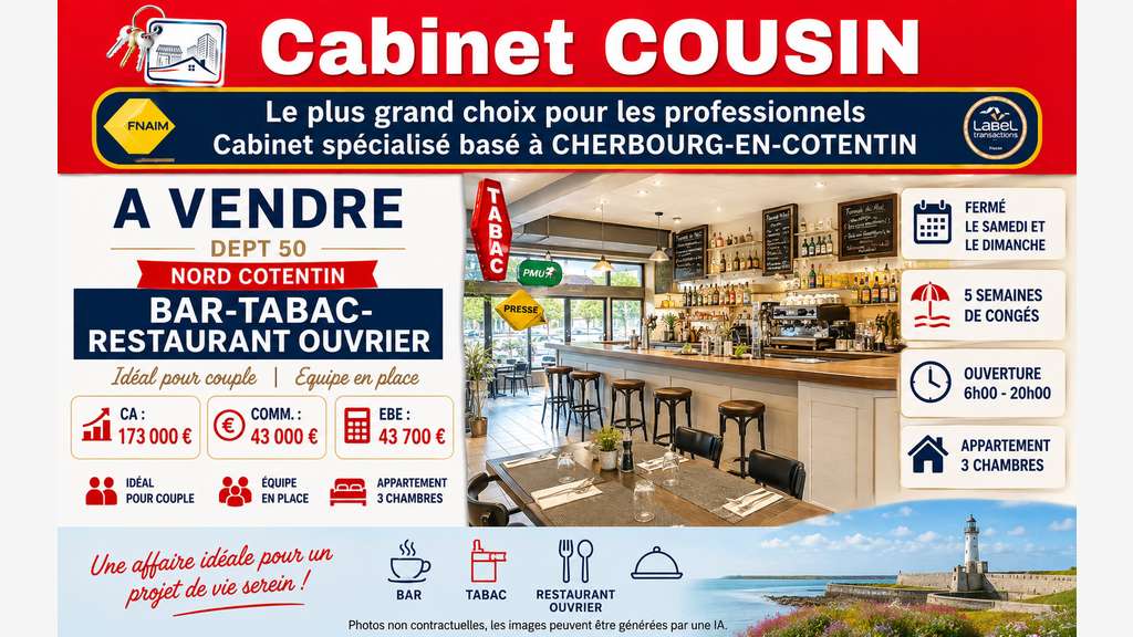 Vente bar tabac restaurant dans le Nord Cotentin