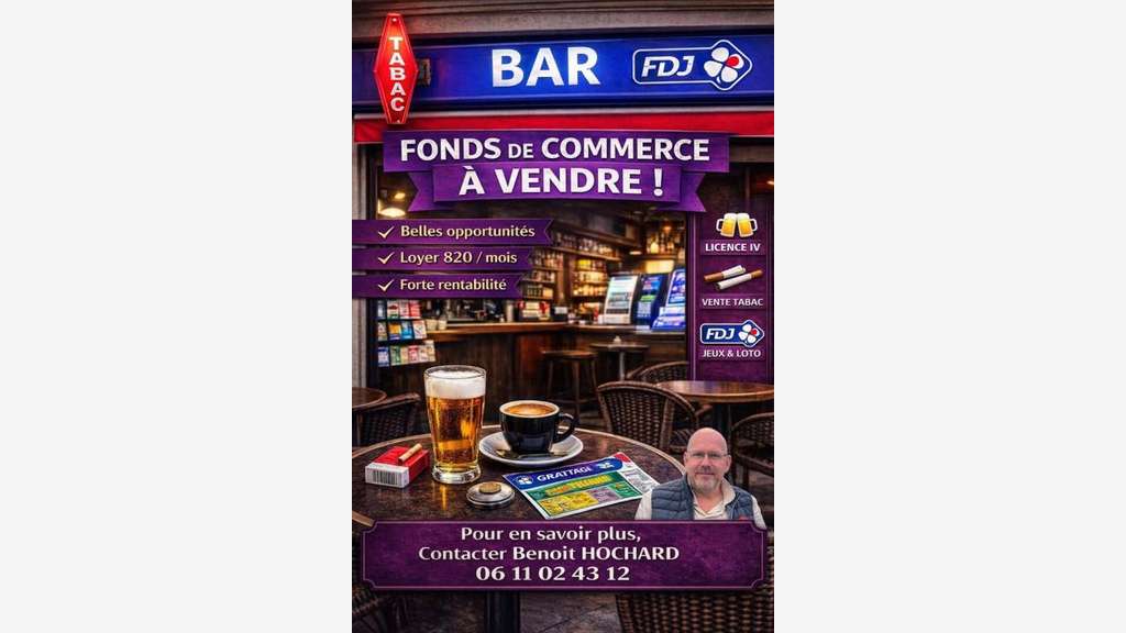 Vente bar tabac loto FDJ en centre village Var