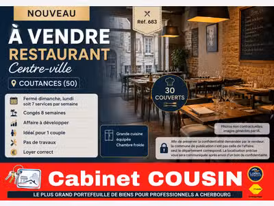 Vente restaurant en centre ville de Coutances