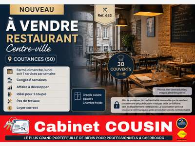 Vente restaurant en centre ville de Coutances