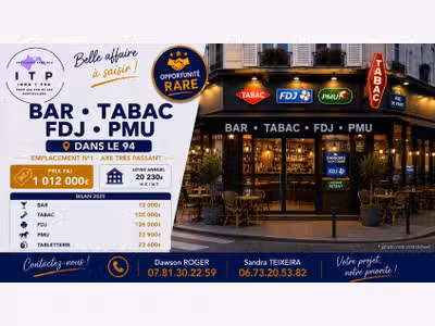 AV bar tabac FDJ PMU à Créteil secteur recherché