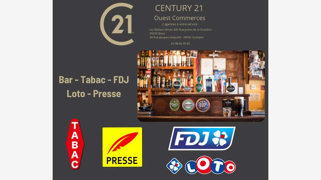 Cède bar tabac loto 40 places Quimper centre-ville