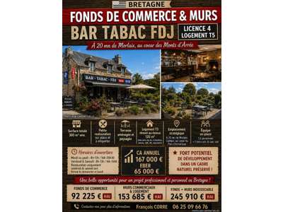 Vente Bar - Brasserie - Tabac à Huelgoat