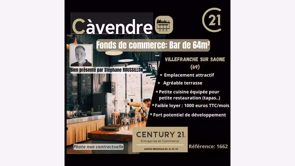 FDC bar avec terrasse à Villefranche Sur Saône