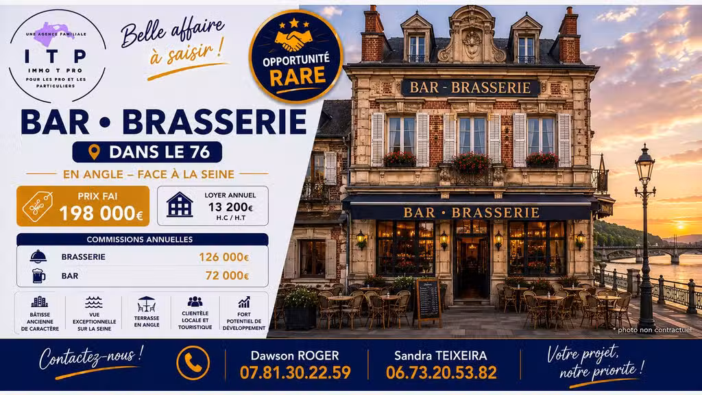 AV beau restaurant dans ville proche de la Seine 