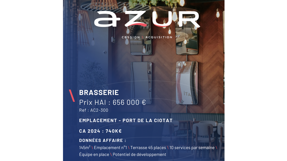 VENTE Brasserie emplacement N°1 à La Ciotat