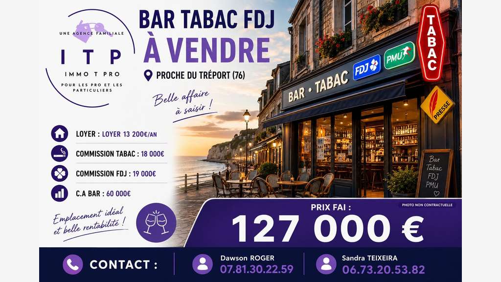 Vente bar tabac FDJ dans une ville portuaire du 76