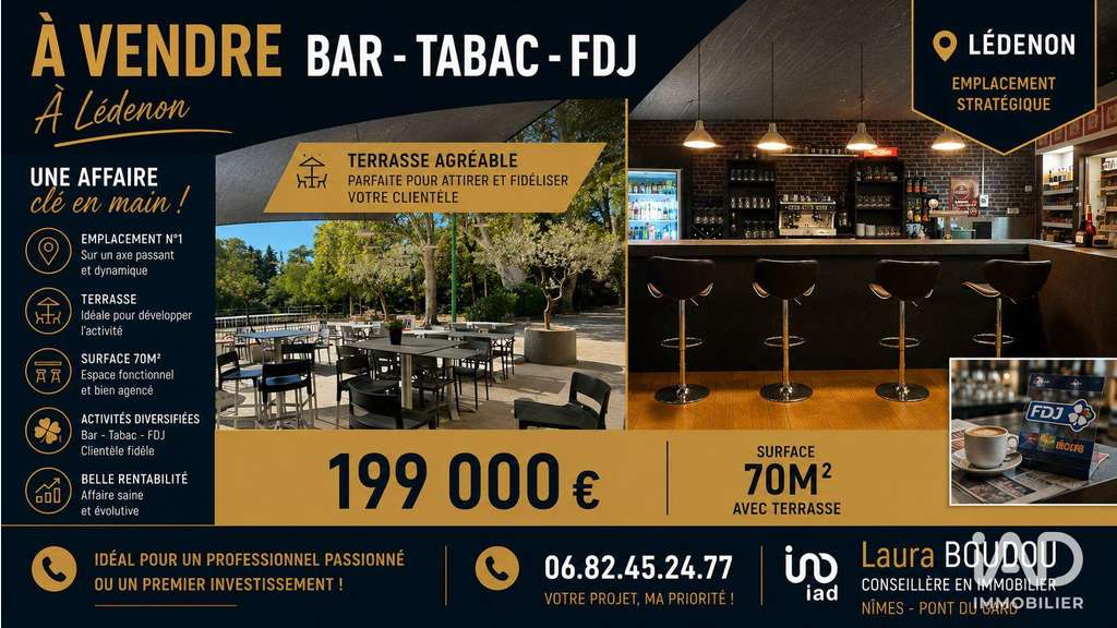 Vente bar tabac presse emblématique à Lédenon