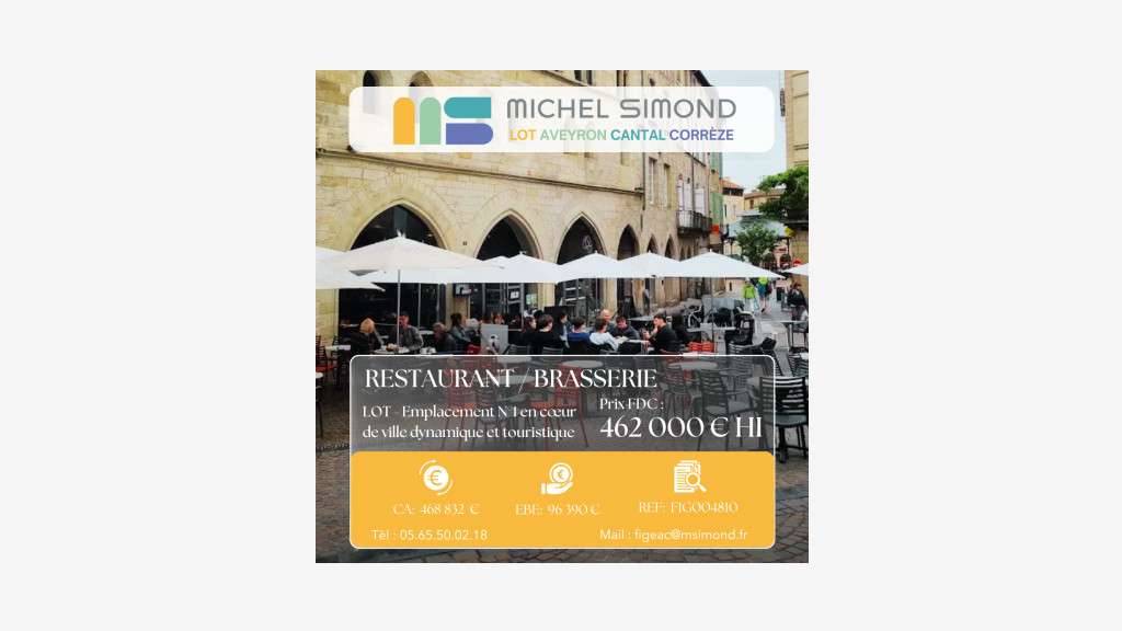 Vente brasserie restaurant empl N°1 dans le Lot 