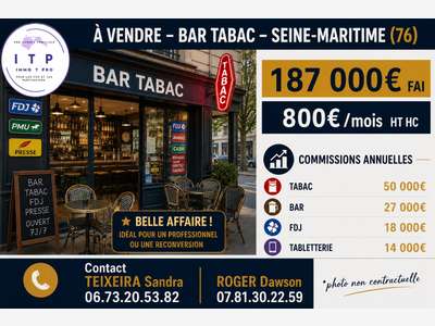 Vente beau bar tabac FDJ dans une ville de 76