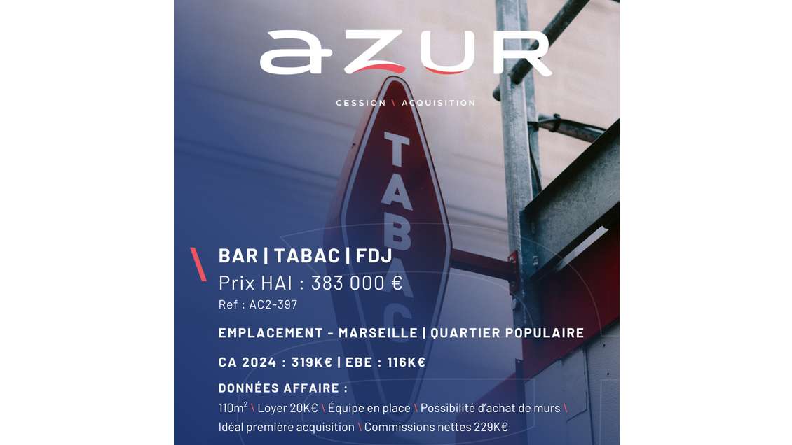 VENTE Bar Tabac FDJ à Marseille quartier populaire