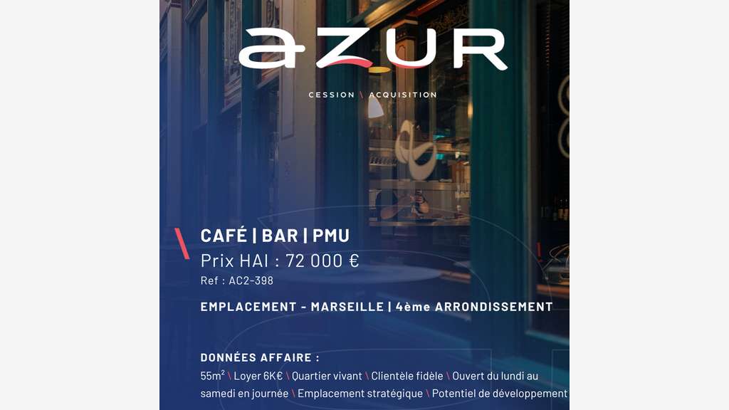 VENTE Café Bar dans le 4ème a Marseille