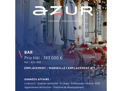 Vente Bar - Brasserie - Tabac à Marseille 6e