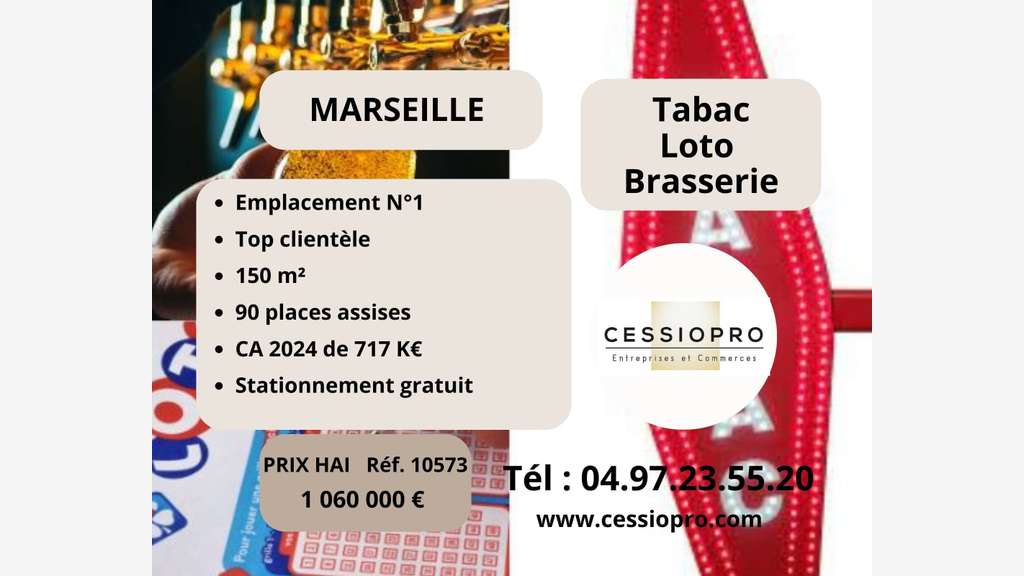 Vente Tabac Loto brasserie, empl N°1 Marseille