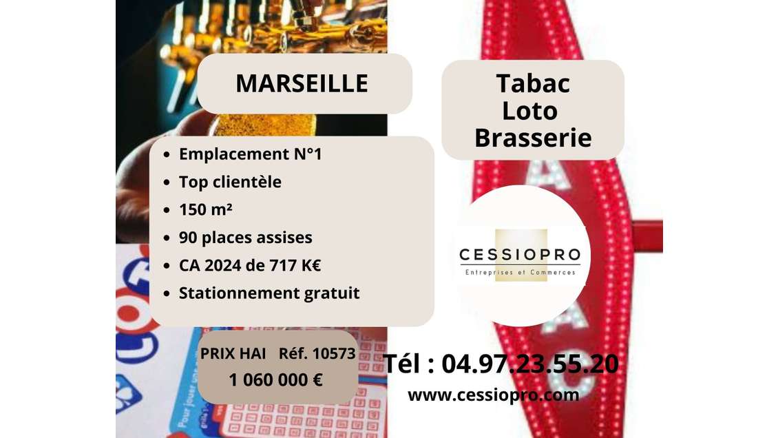 Vente Tabac Loto brasserie, empl N°1 Marseille