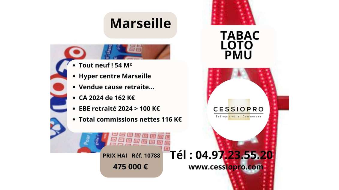 AV FDC Tabac Loto PMU neuf Hyper centre Marseille