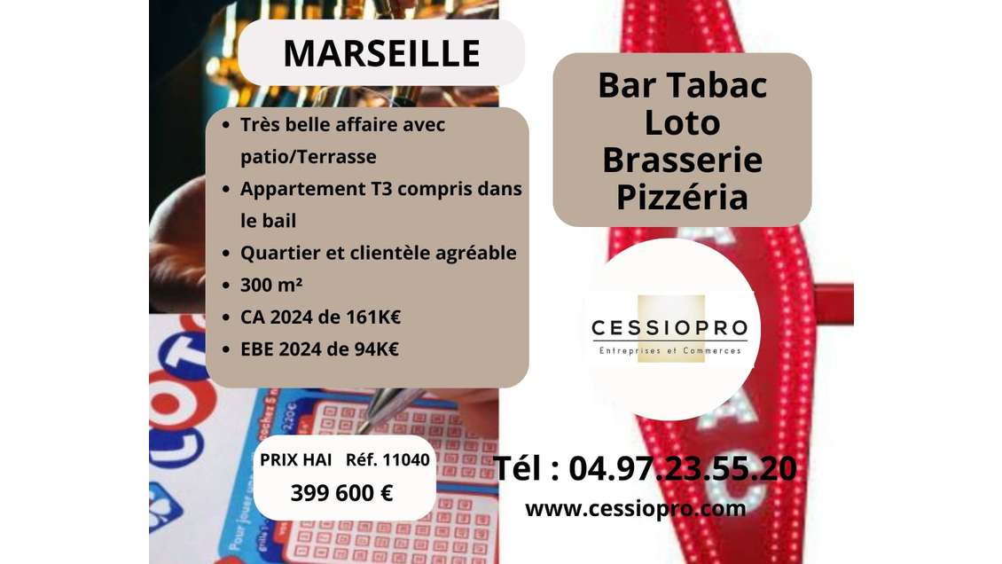 Vente bar tabac loto brasserie pizzeria Marseille