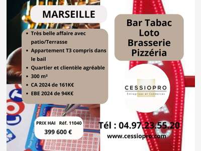Vente bar tabac loto brasserie pizzeria Marseille