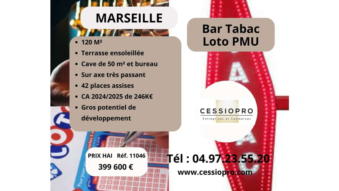A vendre bar tabac loto PMU terrasse à Marseille