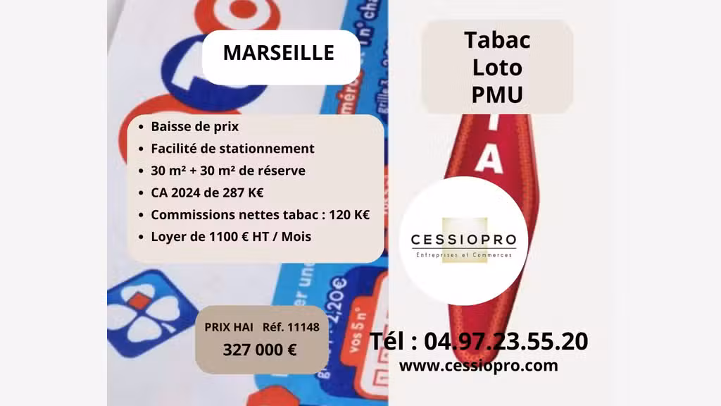 Vente FDC tabac loto PMU bimbeloteries Marseille