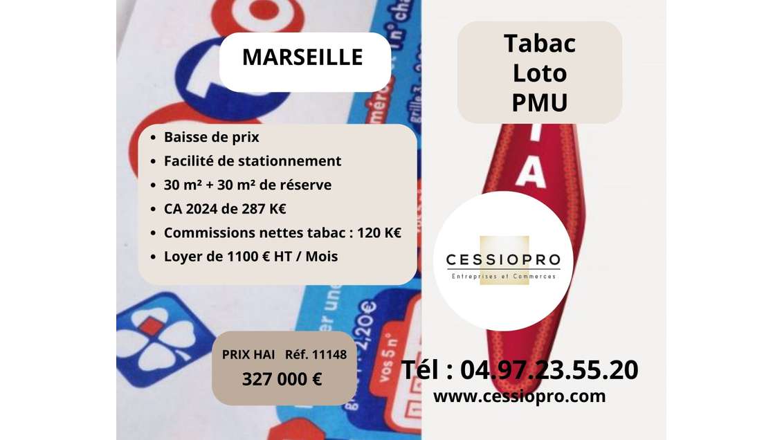 Vente FDC tabac loto PMU bimbeloteries Marseille