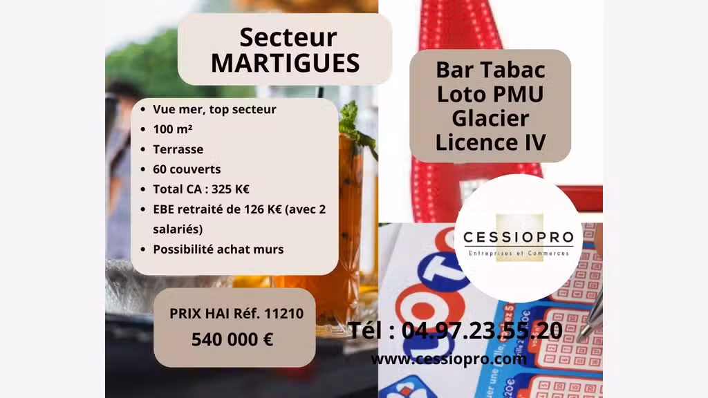 AV très beau bar tabac loto PMU belle terrasse 13