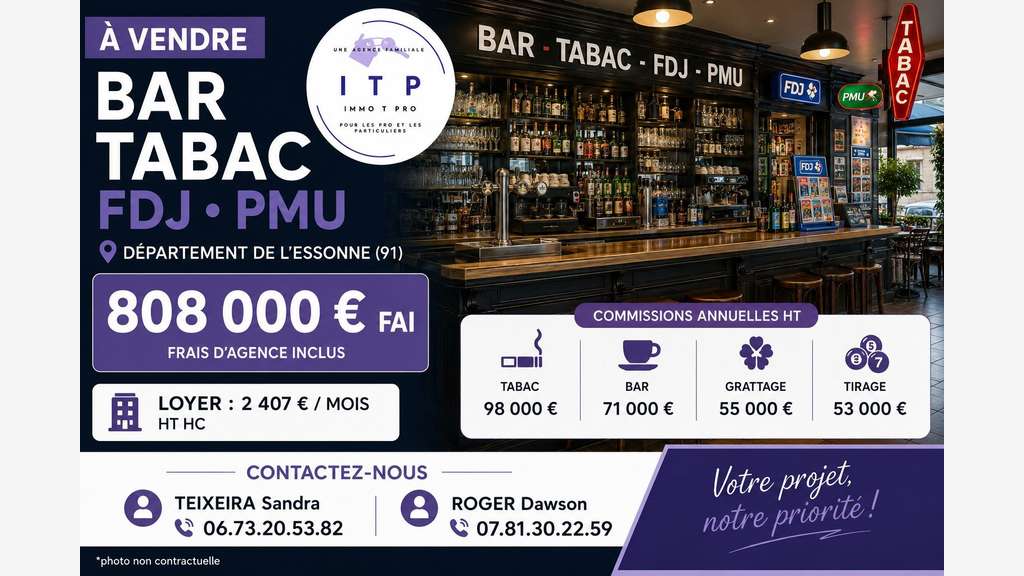 AV bar tabac FDJ PMU dans une belle ville 91
