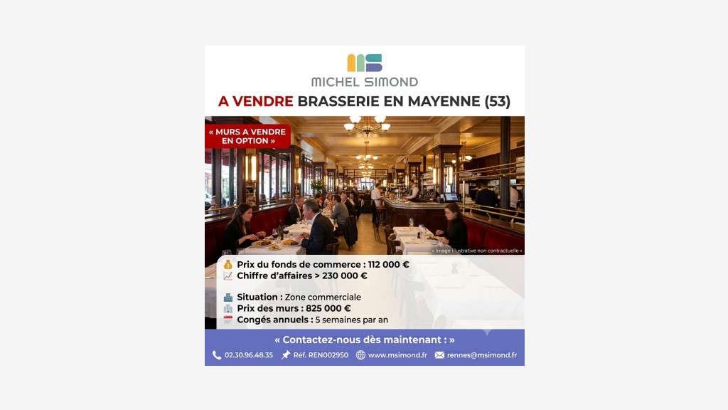 AV brasserie en zone commerciale ville de Mayenne