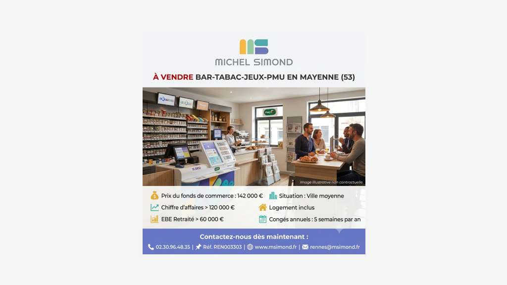 A vendre bar tabac jeux et PMU en Mayenne