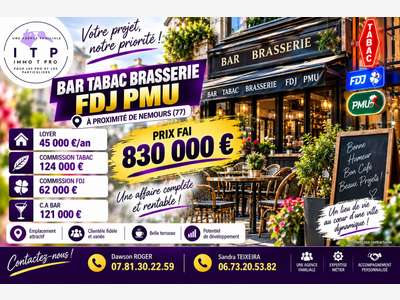 Vente murs et fonds bar tabac brasserie à Nemours
