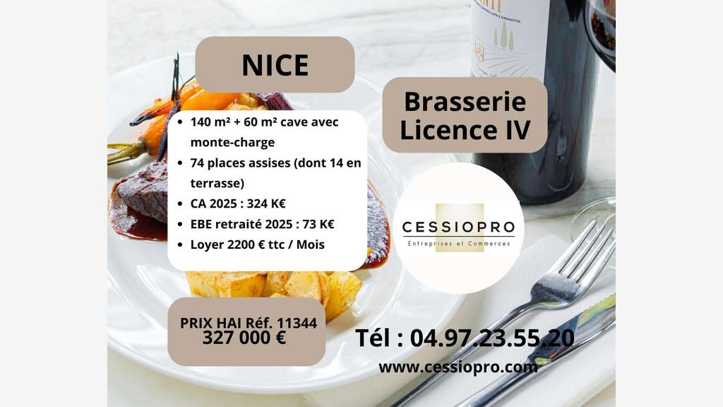 Reprise brasserie licence IV clés en main à Nice