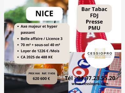 Vente bar (licence 3) tabac FDJ PMU presse à Nice