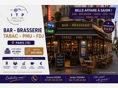 AV bar restaurant dans quartier très connu à Paris