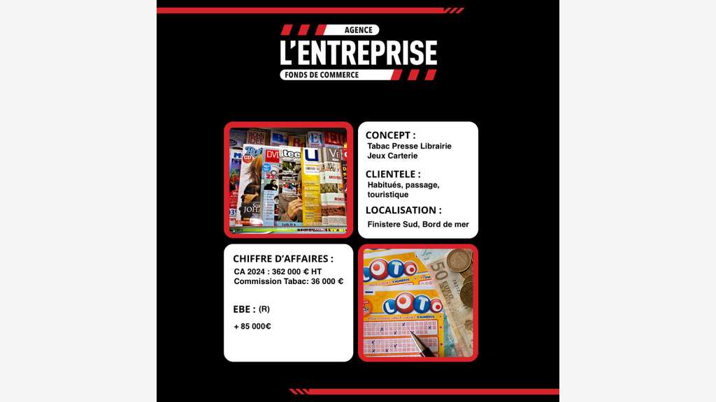 À vendre FDC Tabac Presse Jeux dans Finistère Sud
