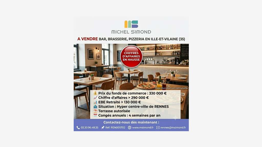 Bar brasserie pizzeria en hyper centre de Rennes
