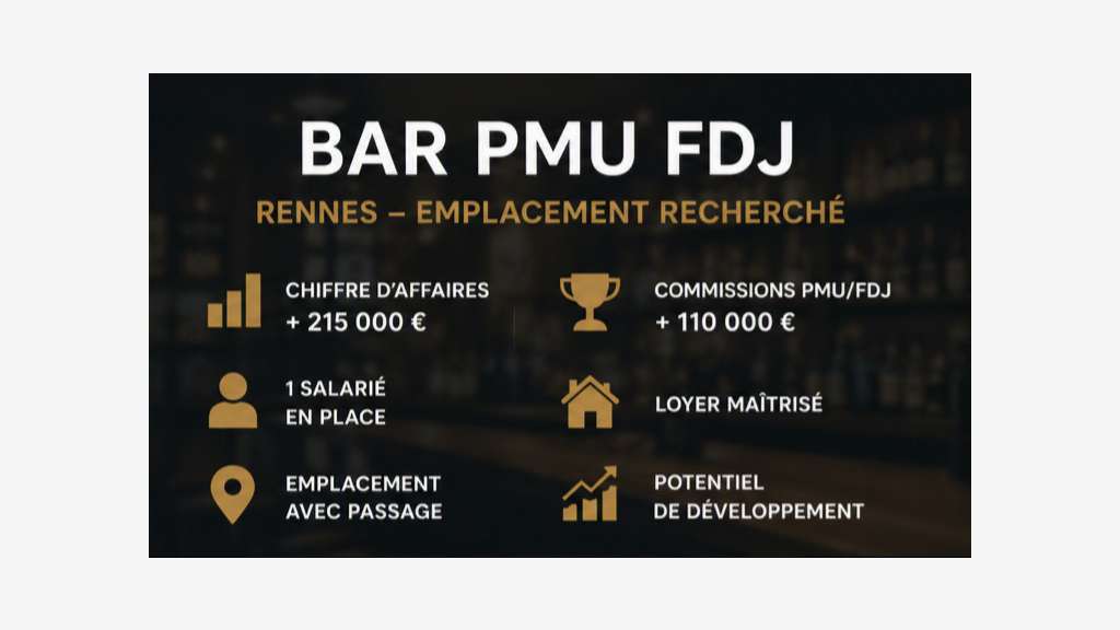 Bar PMU FDJ à vendre à Rennes emplacement strat