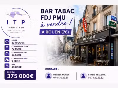 Vente bar tabac FDJ PMU en angle à Rouen