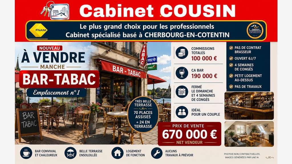 Vente bar tabac empl N°1 dans la Manche