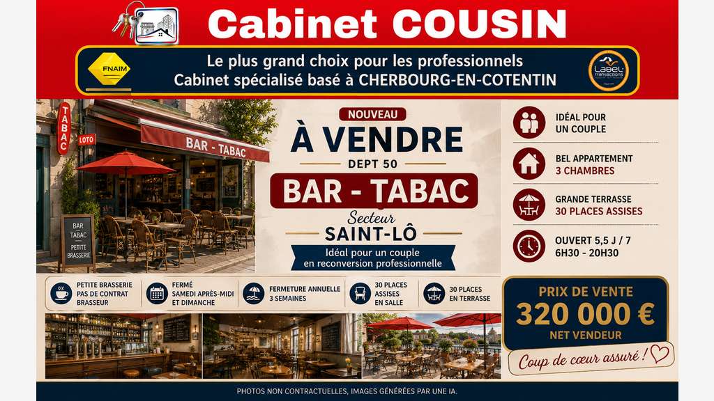Vente bar tabac presse loto jeux secteur Saint Lô