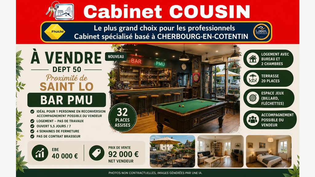 Vente bar PMU proche de Saint-Lô