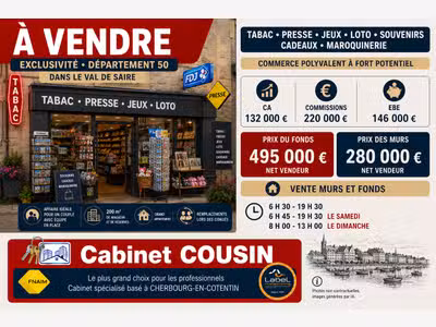 Vente FDC tabac presse jeux à St Pierre Eglise