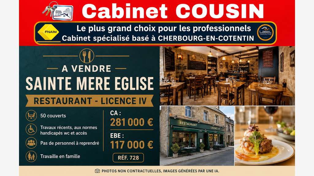 Vente restaurant licence IV Sainte Mère Eglise